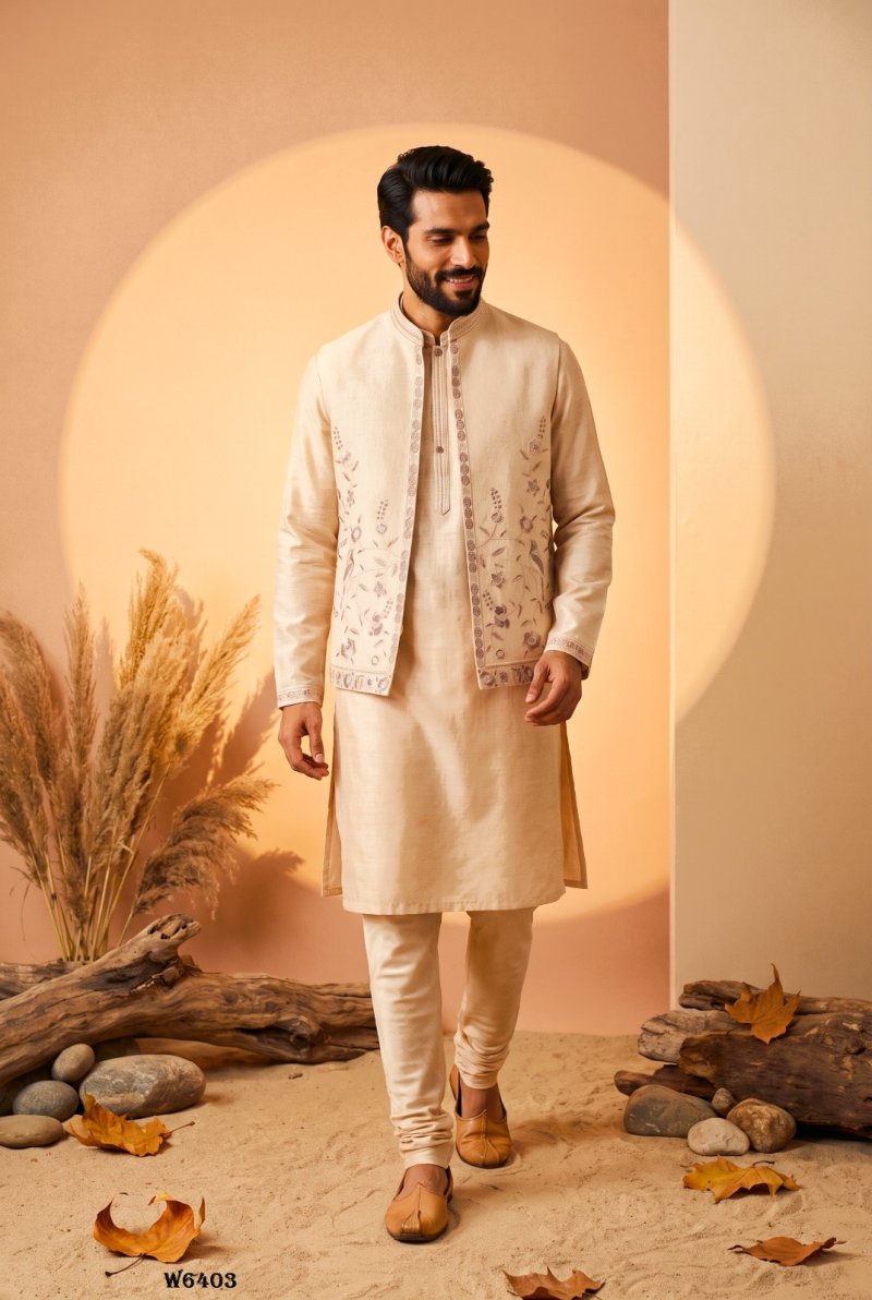 Outluk Wedding Vol 64 Linen Embroidery Mens Indo Western